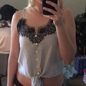 Lace Tie Crop Top